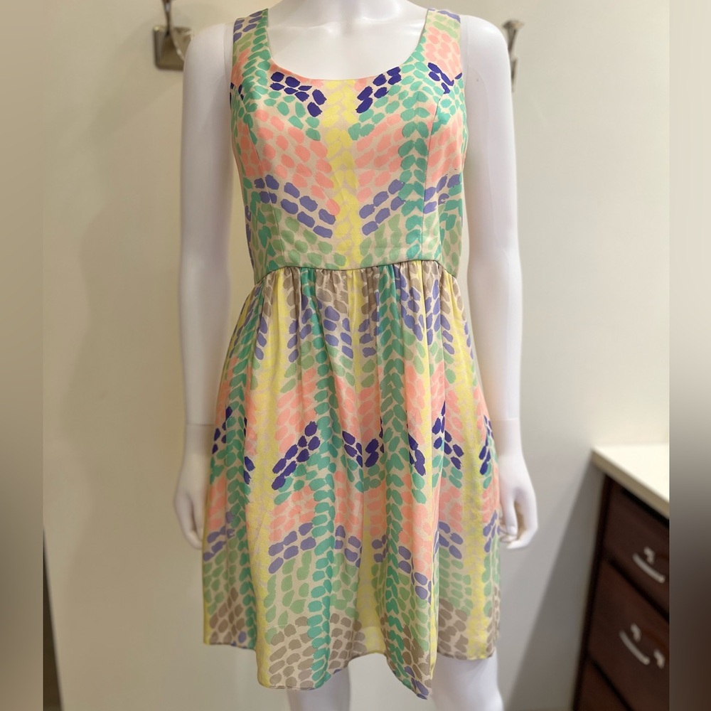 Shoshanna dress size 4 silk A-line pastel colored polkadot dress